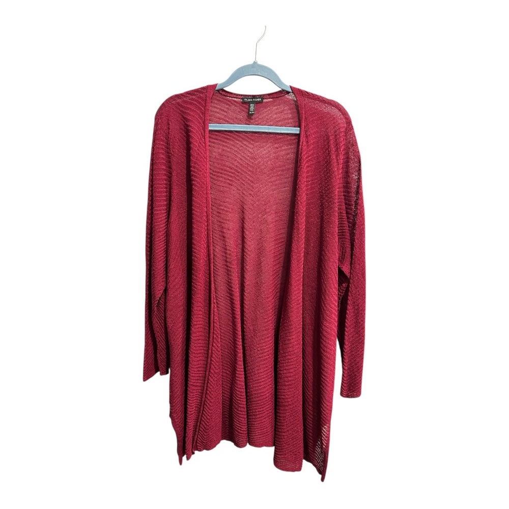 XL Eileen Fisher Deep Red Open-Front Cardigan